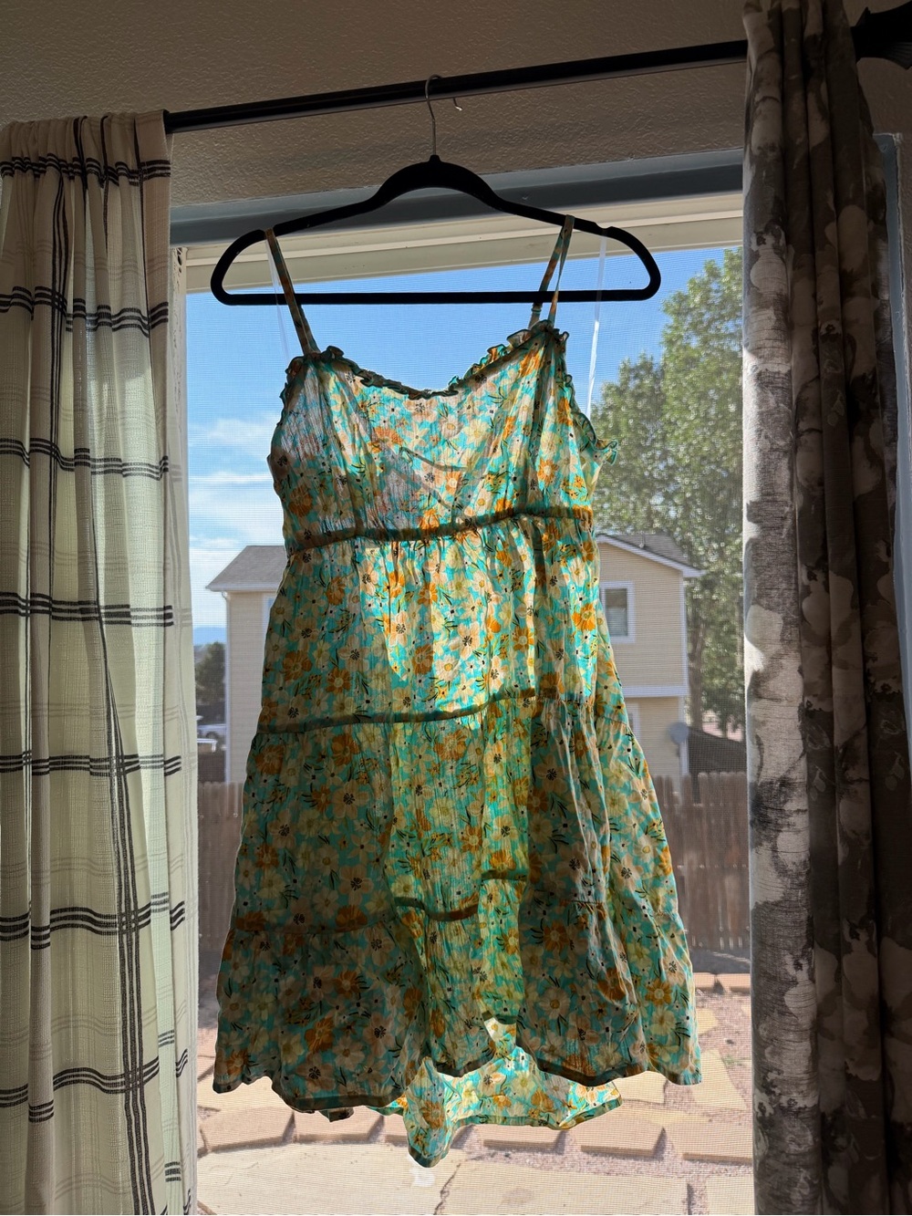 Arizona Jean Company Turquoise Floral Mini Dress